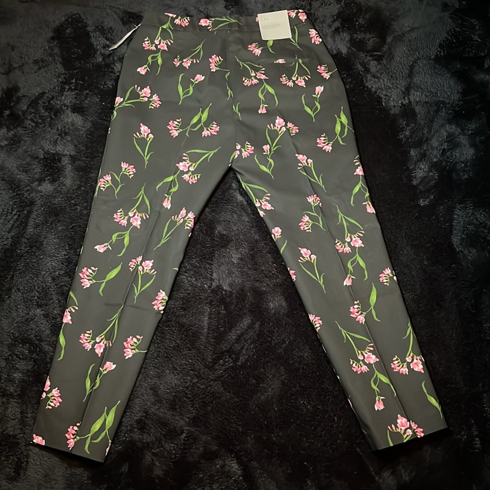 NWT H&M Floral Print Cropped Leg Dress Slacks - Size 8 - Picture 2 of 7